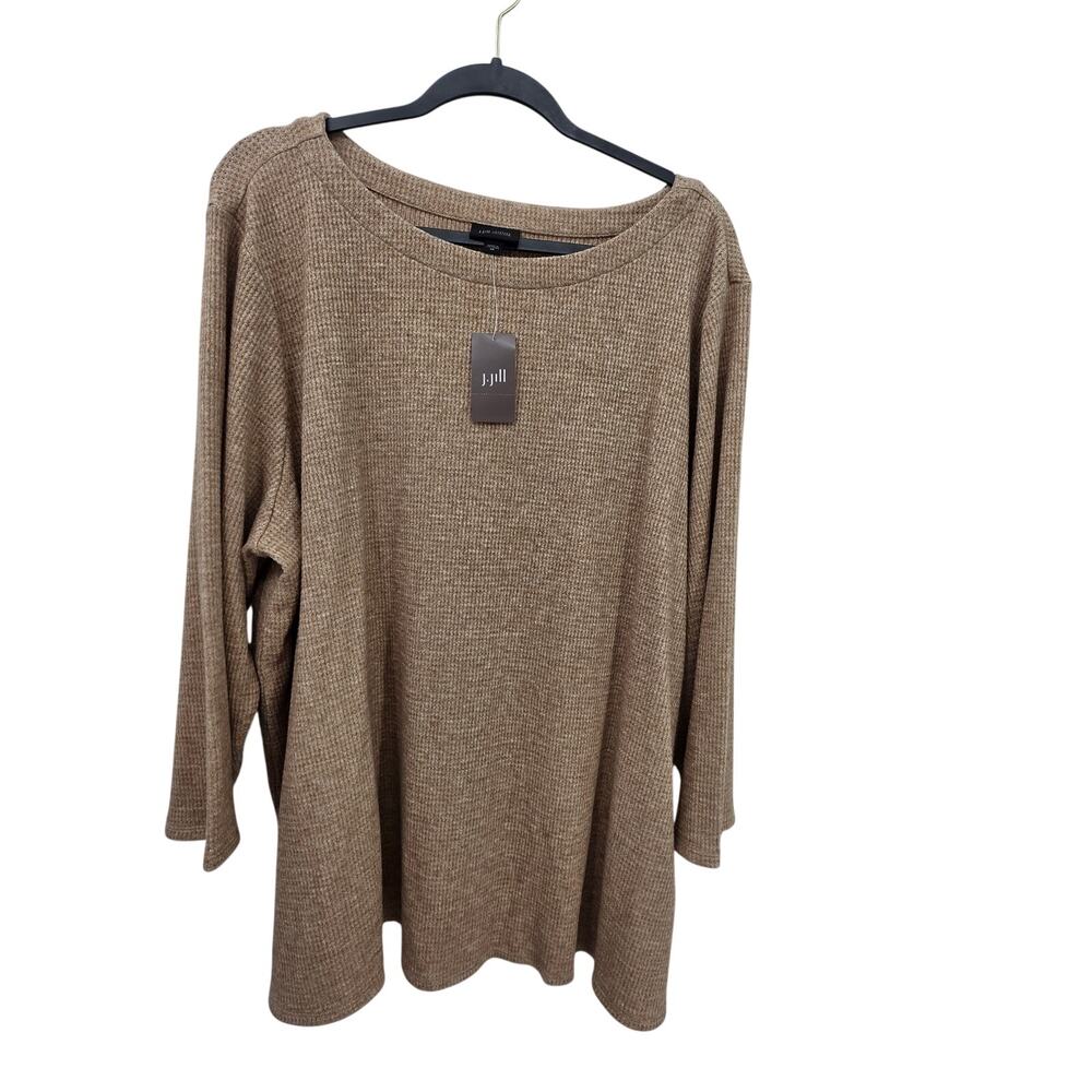 New NWT J. Jill Wearever Collection Waffle Knit Long Sleeve Top Camel Size 4XL